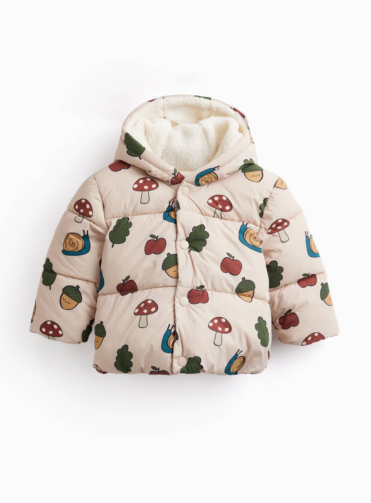 Cream Woodland Print Puffa Coat 9-12 months - Image 1